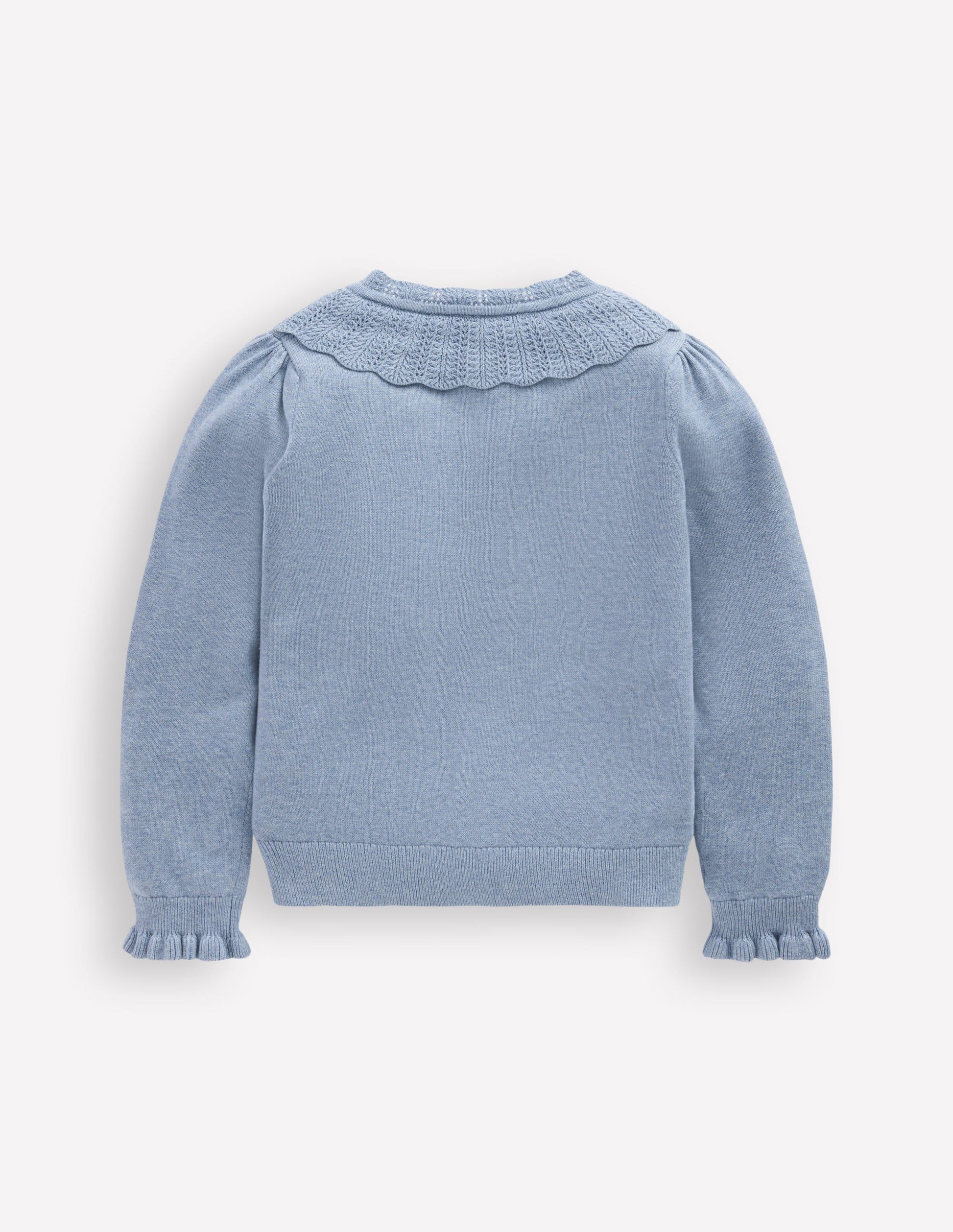 Pretty Ruffle Cardigan-Glacier Blue Marl-2