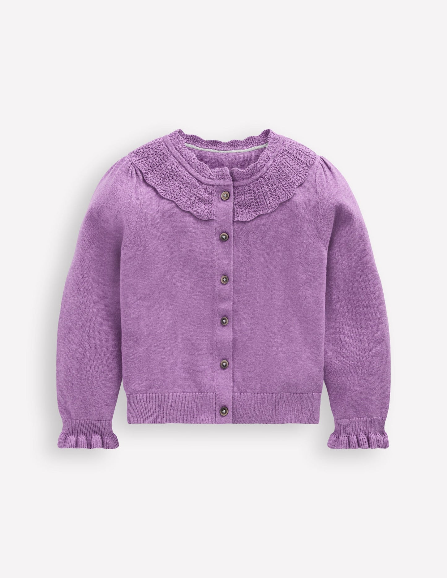Pretty Ruffle Cardigan-Aster Purple Marl