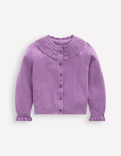 Pretty Ruffle Cardigan-Aster Purple Marl-1