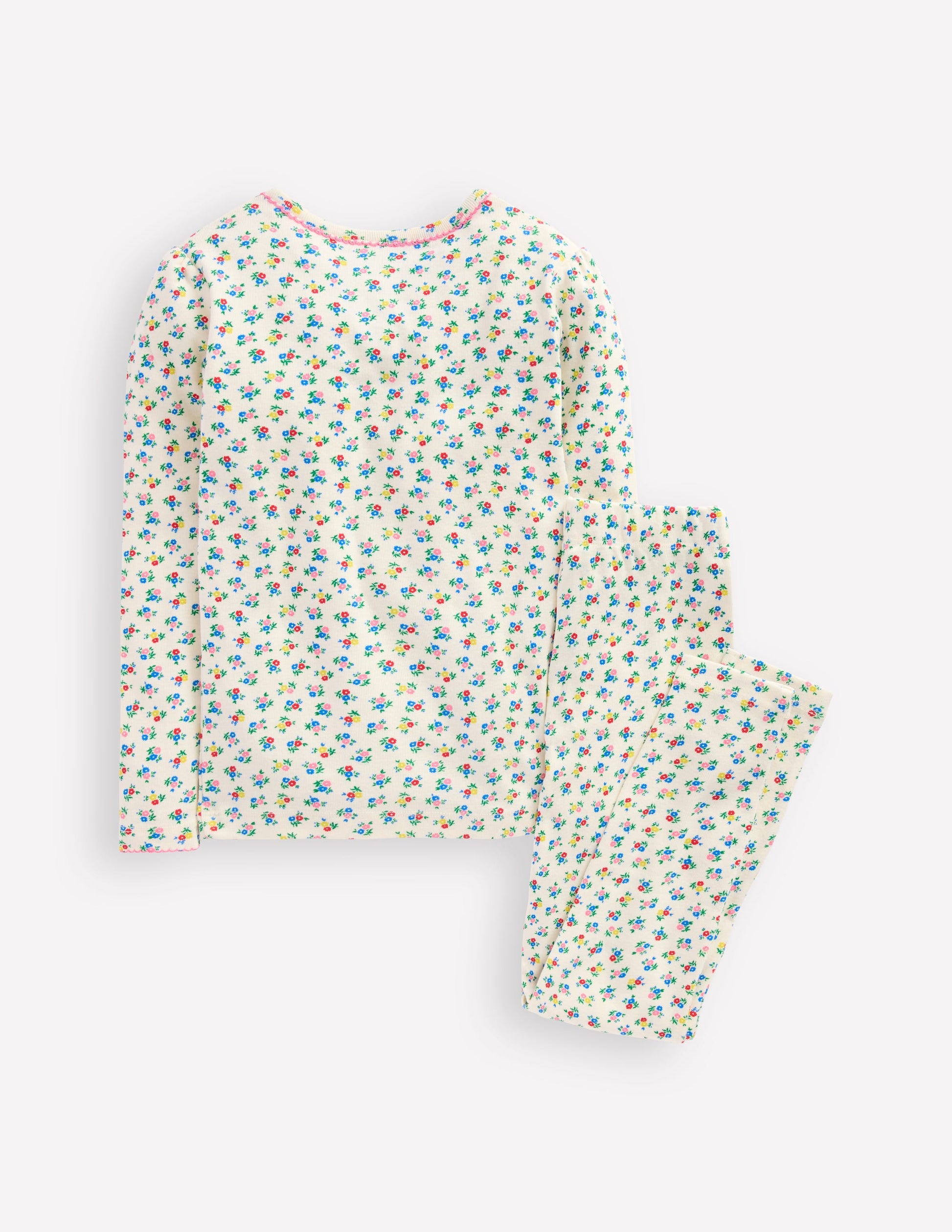 Snug Henley Pajamas-Soft Ivory Spring Ditsy-2