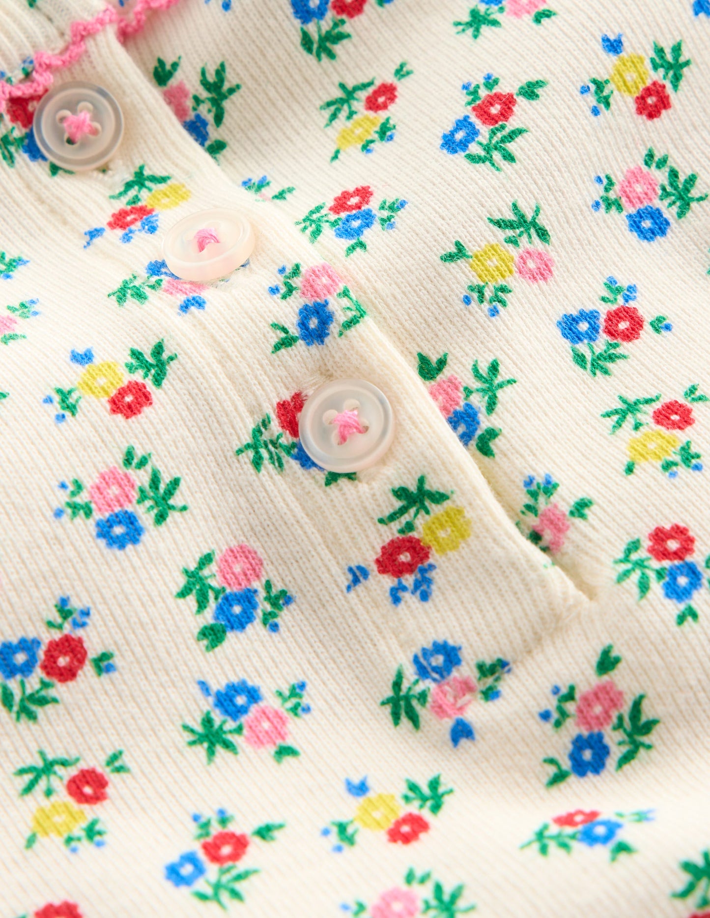 Snug Henley Pajamas-Soft Ivory Spring Ditsy