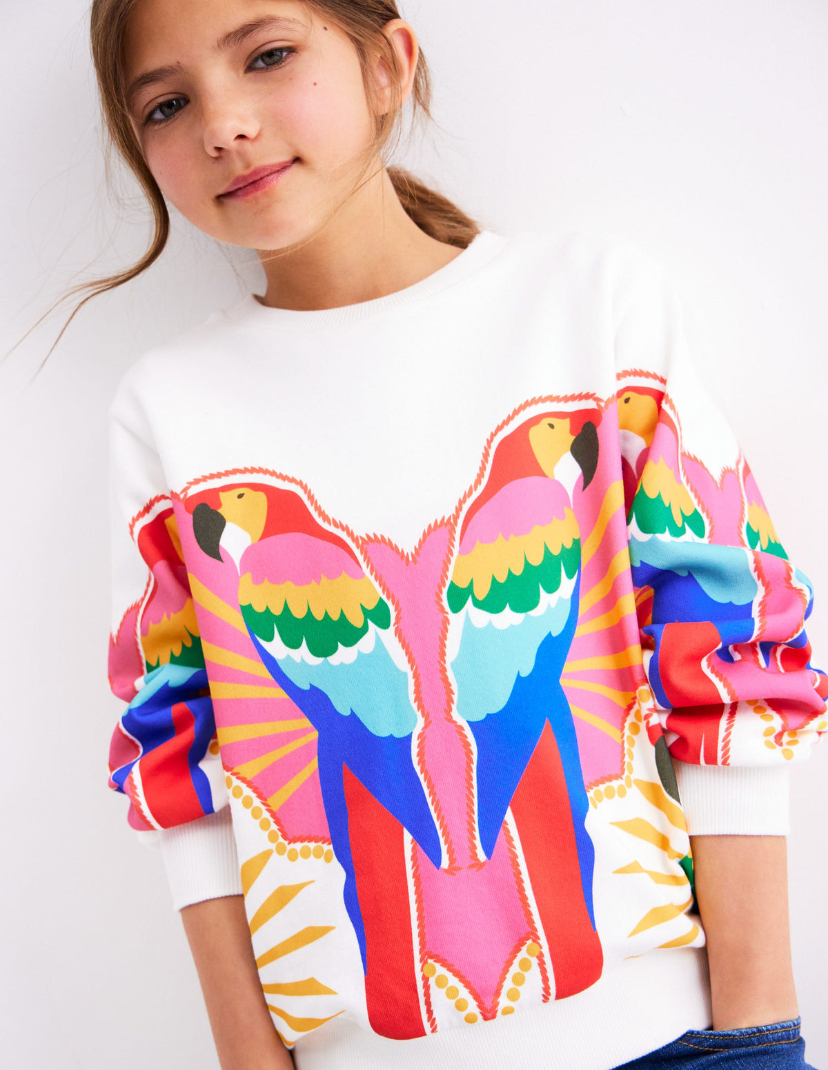 Printed Relaxed Sweatshirt-Multi Parrot - Image 1