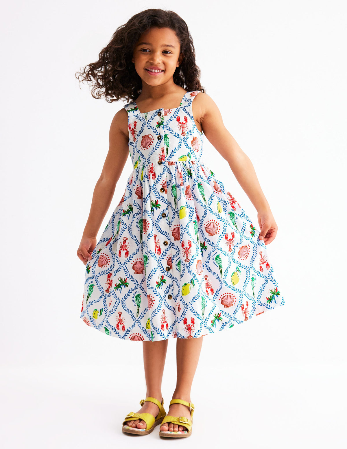 Remy Button Through Dress-Multi Holiday Tile - Image 1