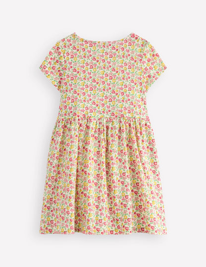 Heart Pocket Fun Jersey Dress-Multi Summer Flowerbed-2