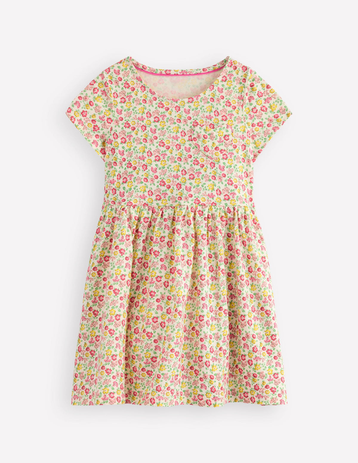 Heart Pocket Fun Jersey Dress-Multi Summer Flowerbed - Image 1