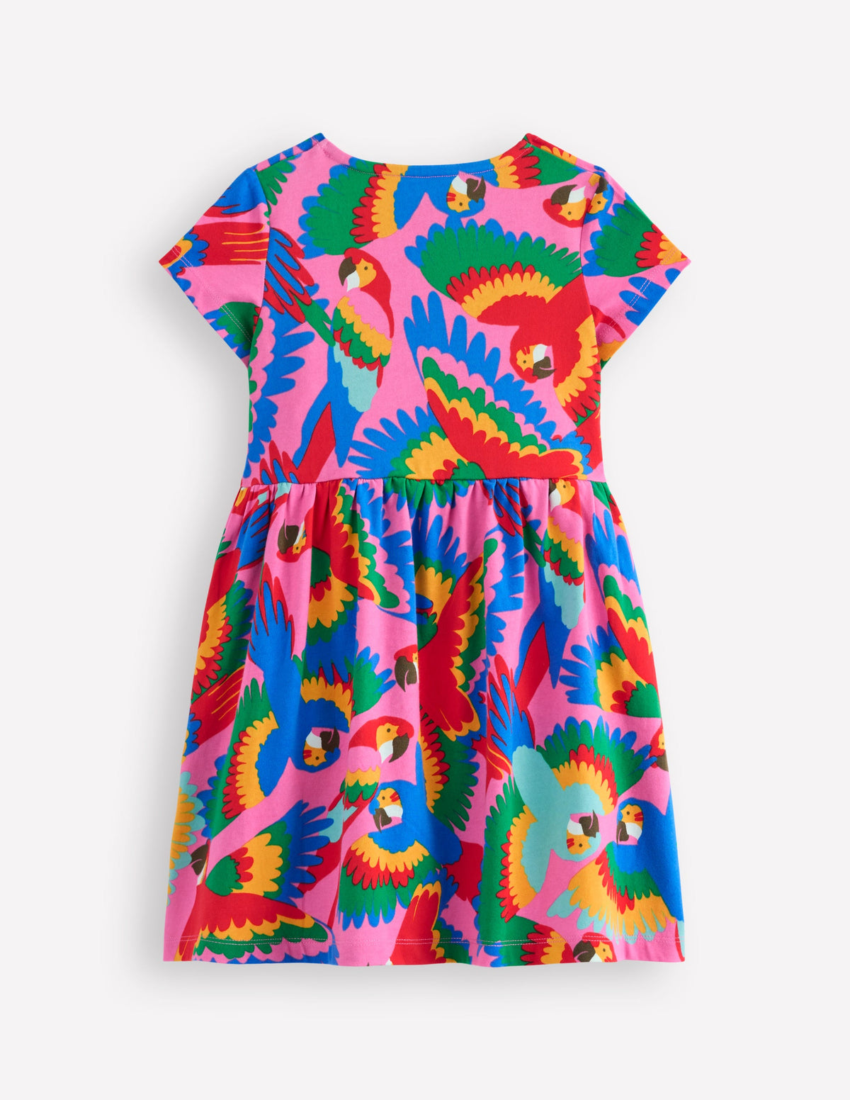 Heart Pocket Fun Jersey Dress-Multi Rainbow Parrot - Image 2