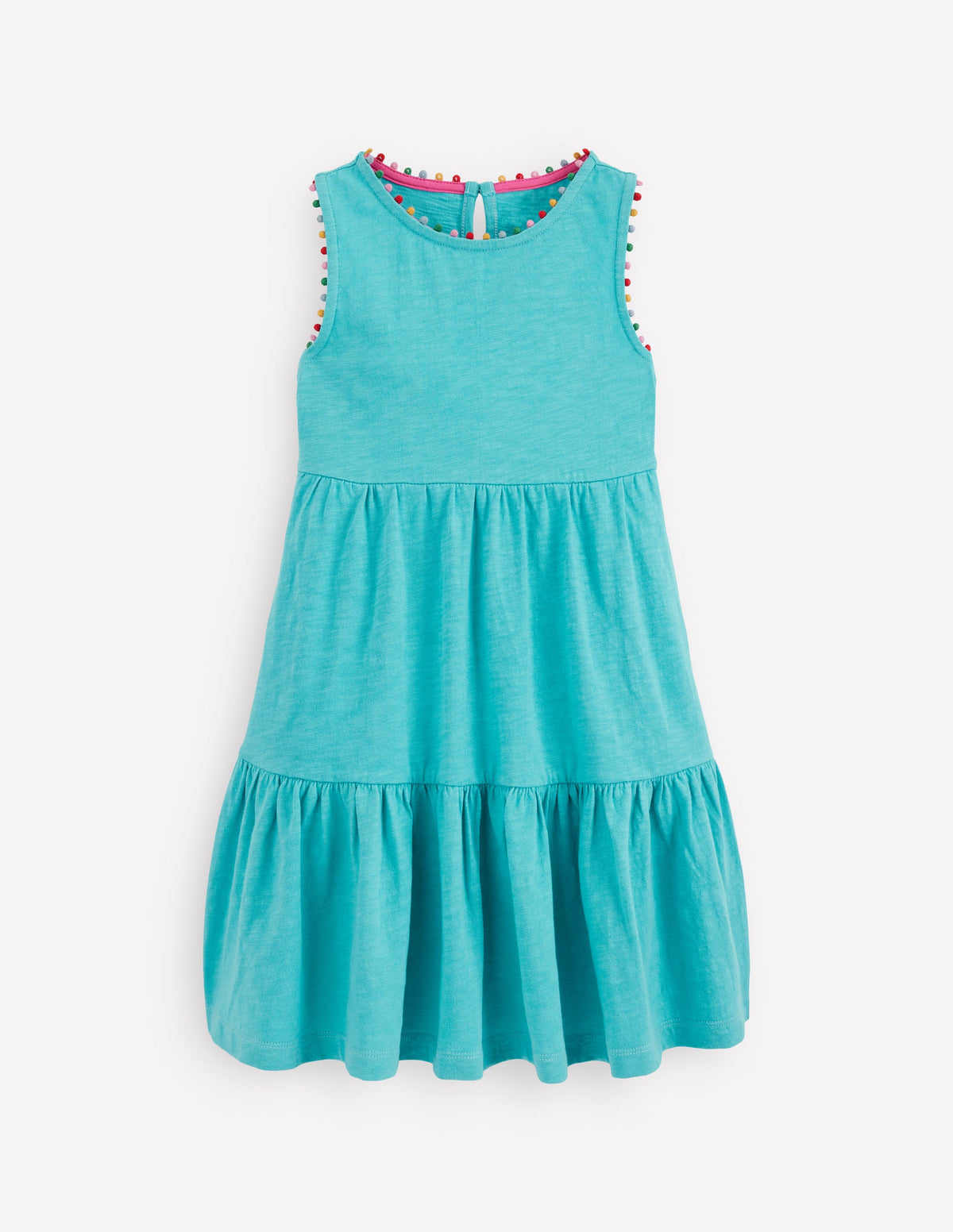 Ali Pom Trim Jersey Dress-Caribbean Blue - Image 1