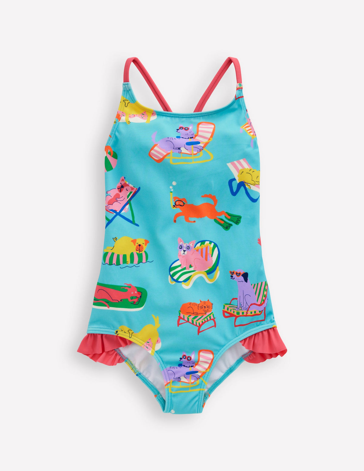 Pretty Cross-Back Swimsuit-Caribbean Blue Poolside Pets-1