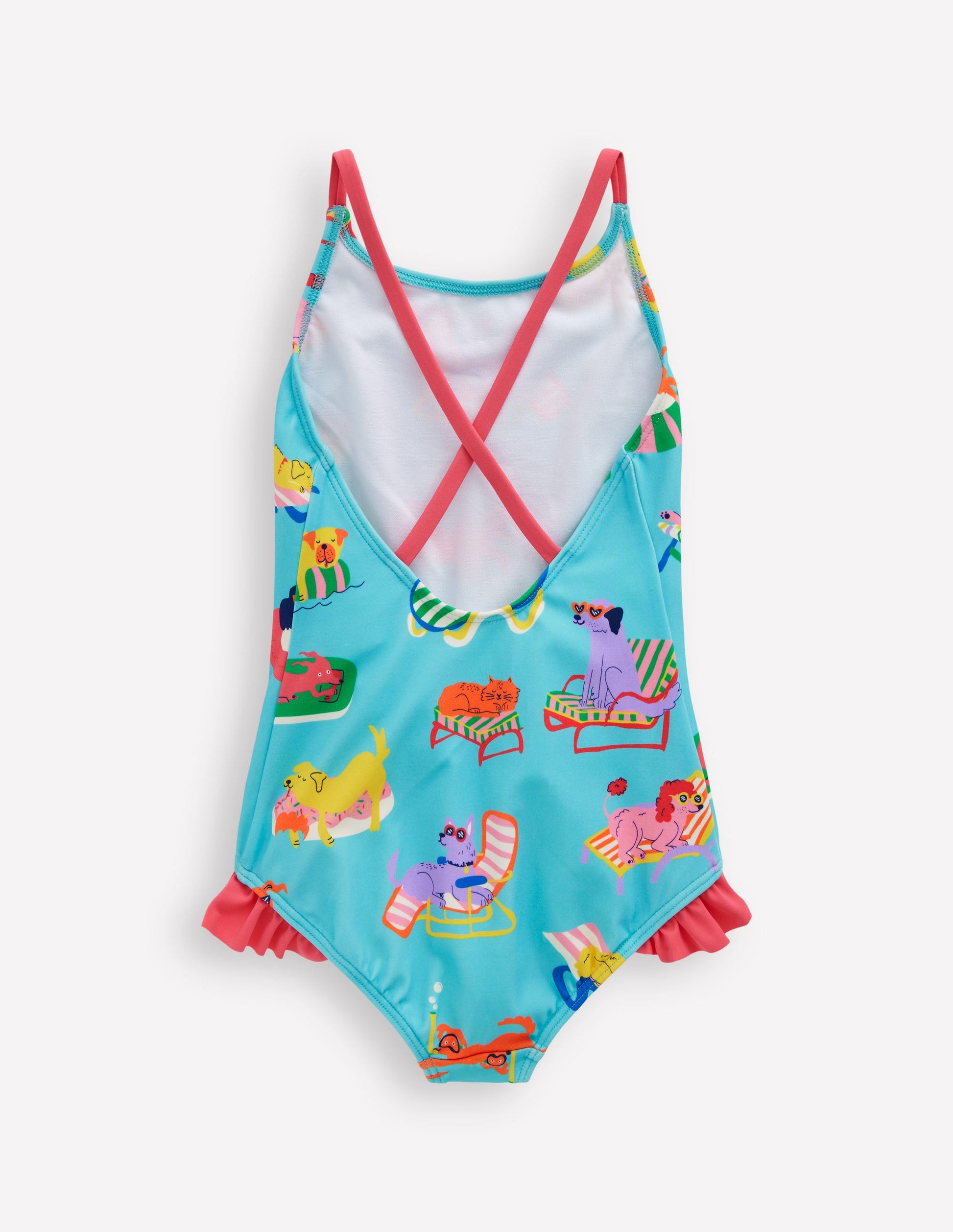Pretty Cross-Back Swimsuit-Caribbean Blue Poolside Pets-2