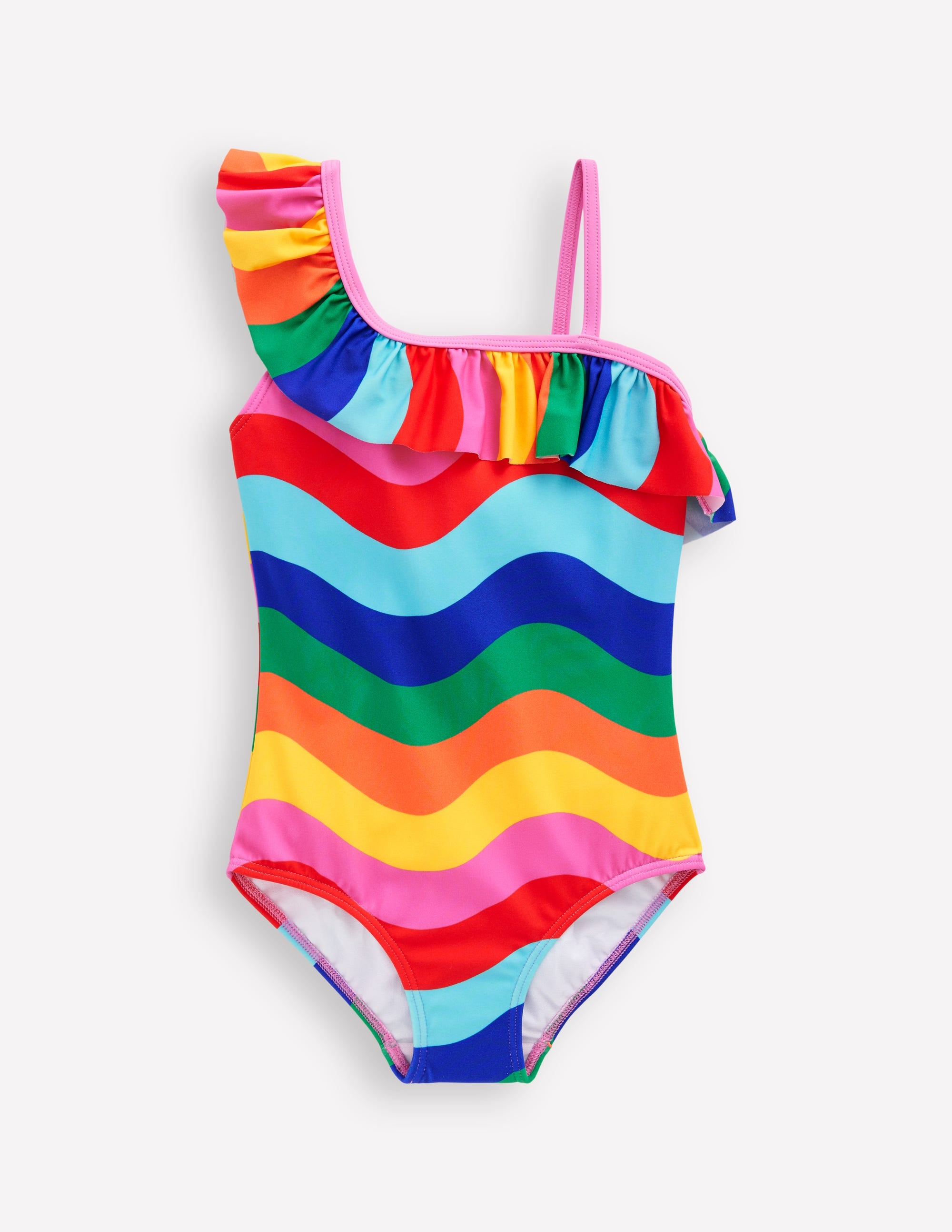 Lila One Shoulder Swimsuit-Multi Rainbow Wave - Image 1