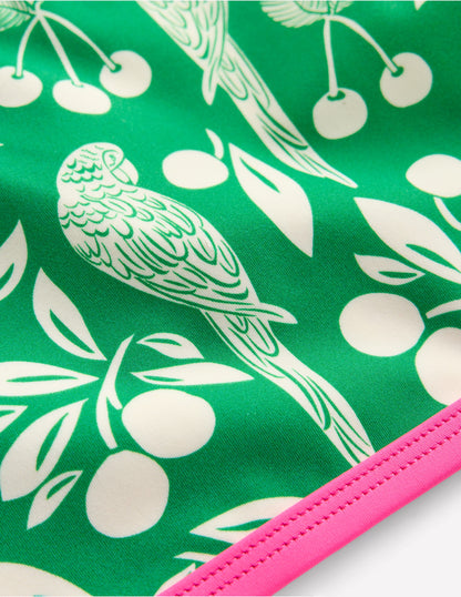 Cross-back Bikini Top-Rich Emerald Parrot Palm-3