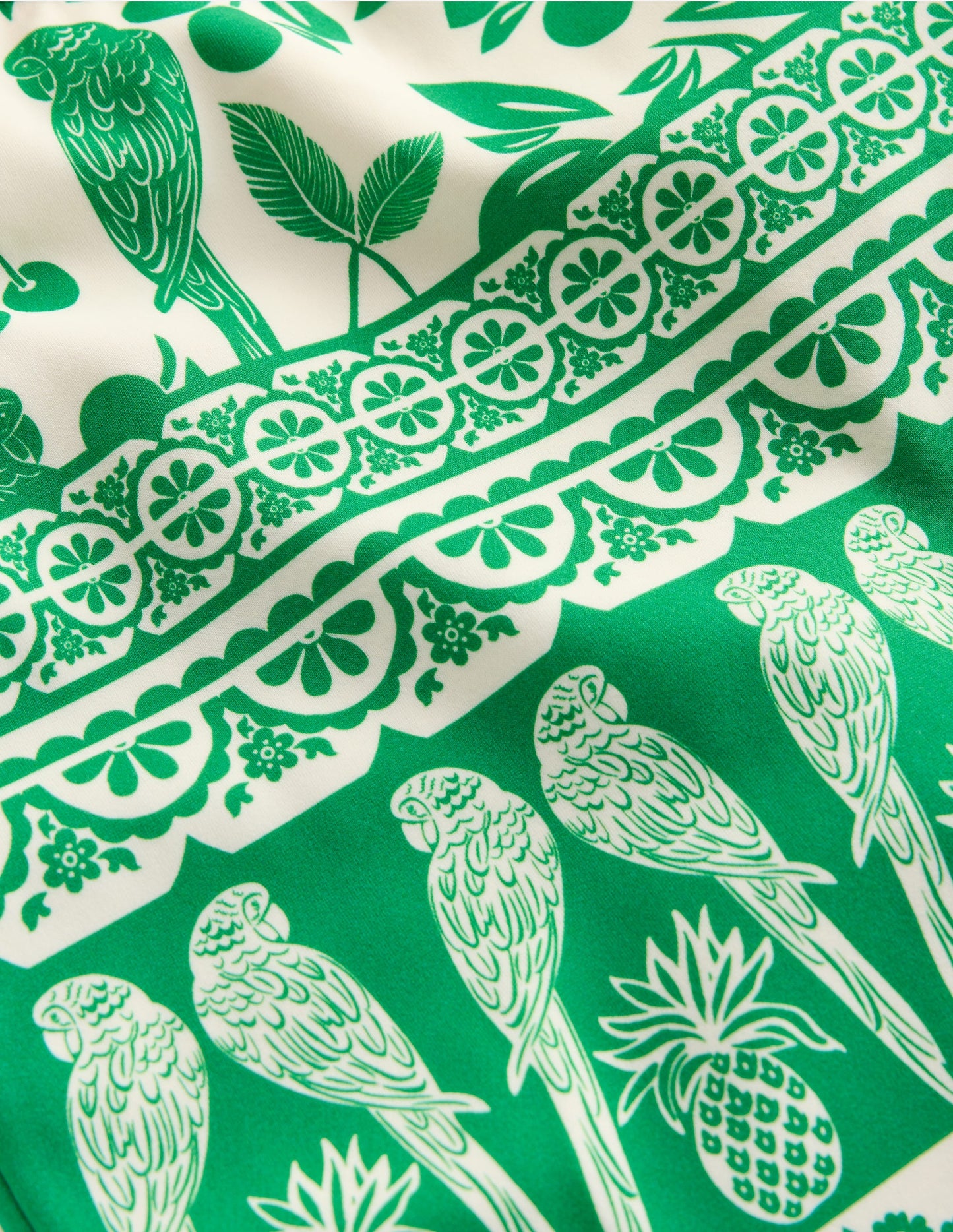 Cross-back Tankini Top-Rich Emerald Parrot Palm