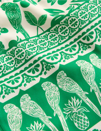 Cross-back Tankini Top-Rich Emerald Parrot Palm-3