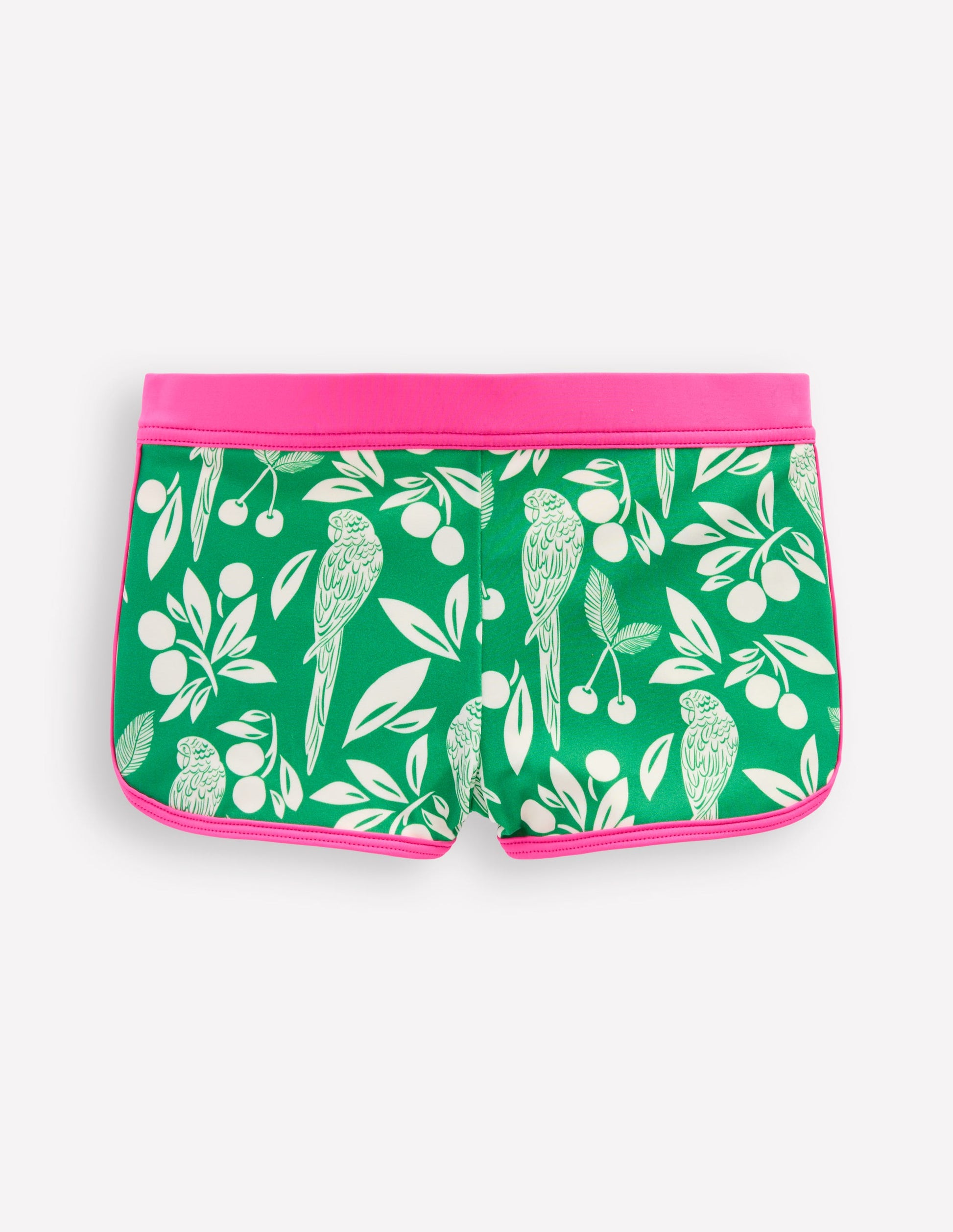 Patterned Swim Shorts-Rich Emerald Parrot Palm-1