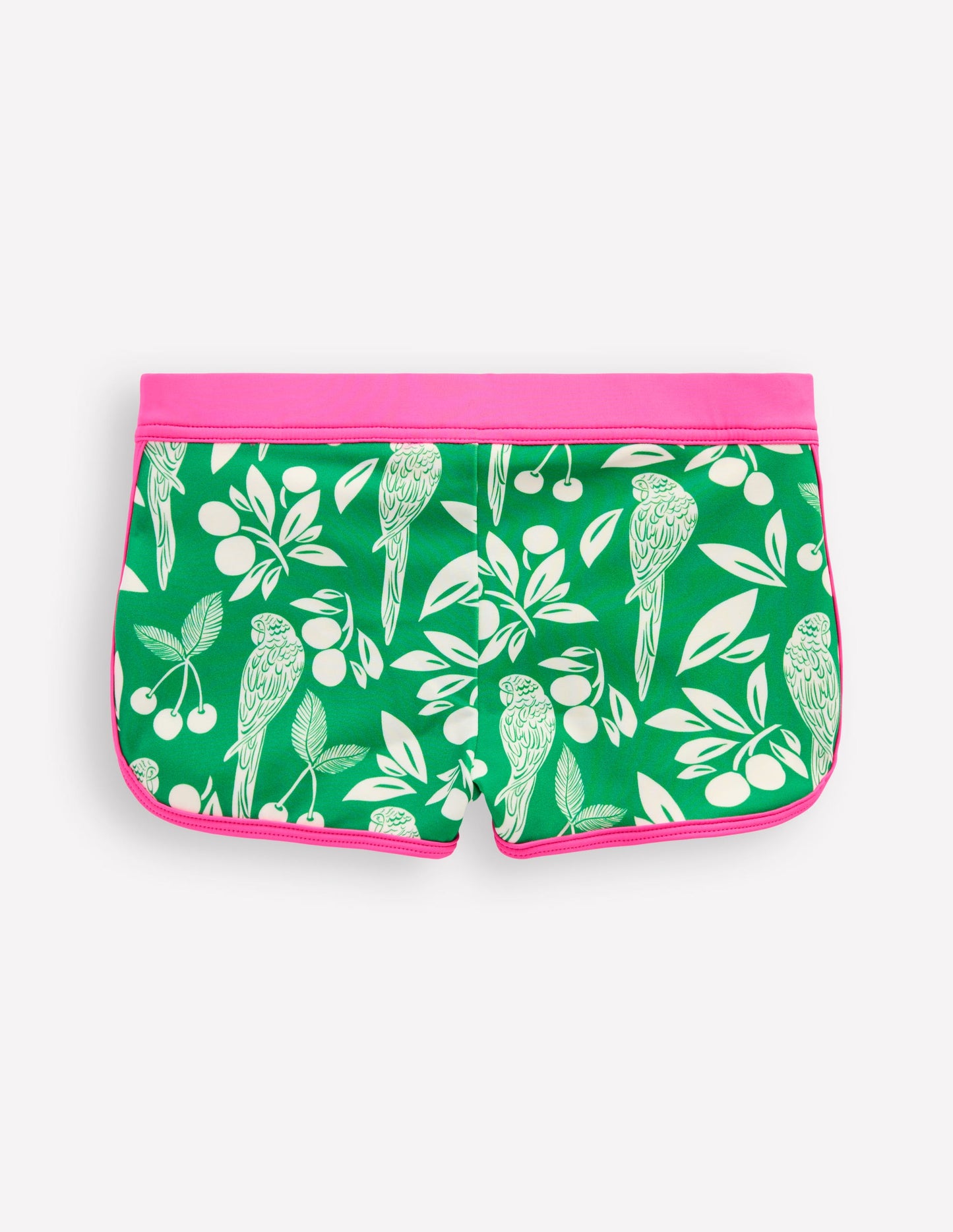 Patterned Swim Shorts-Rich Emerald Parrot Palm