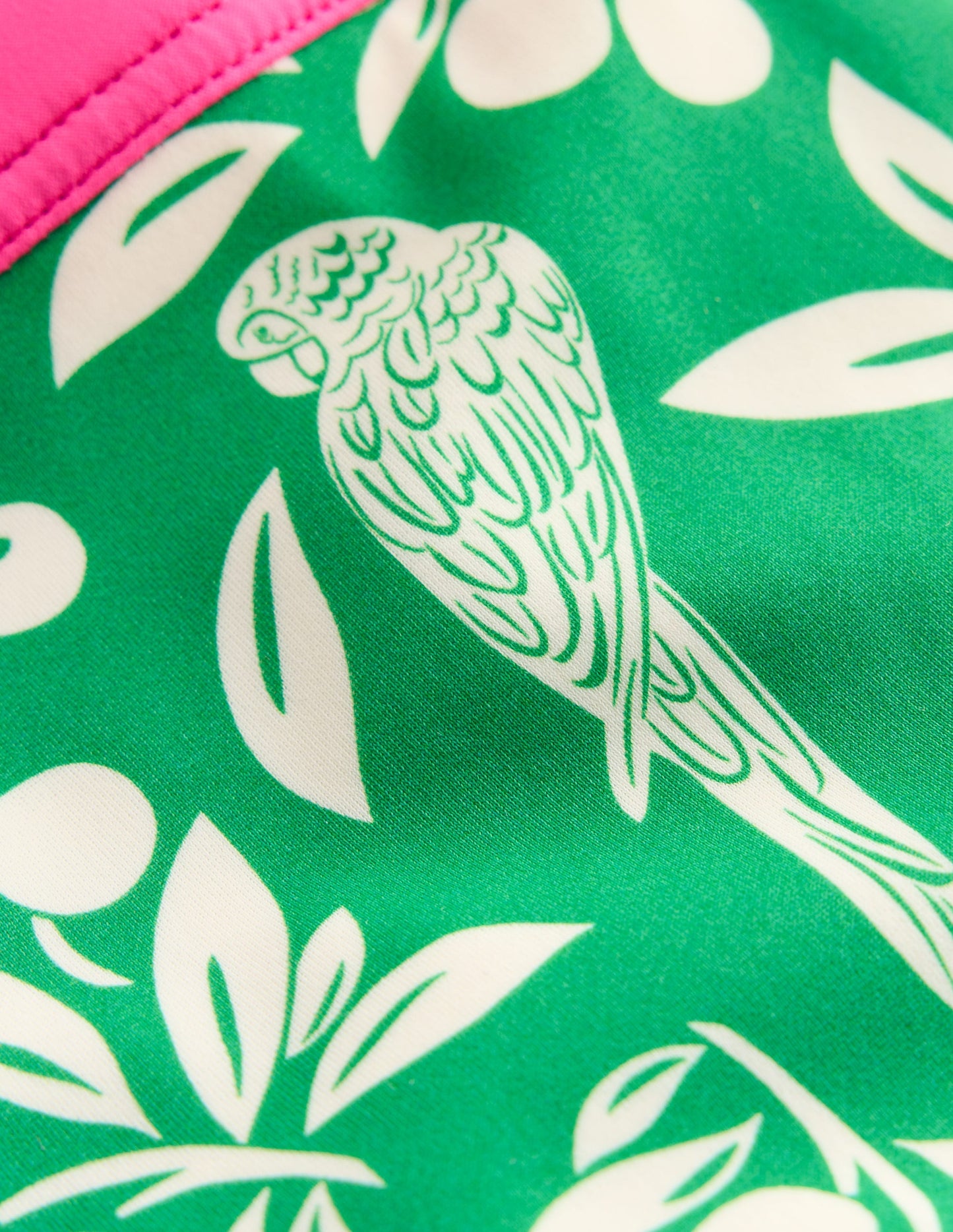 Patterned Swim Shorts-Rich Emerald Parrot Palm