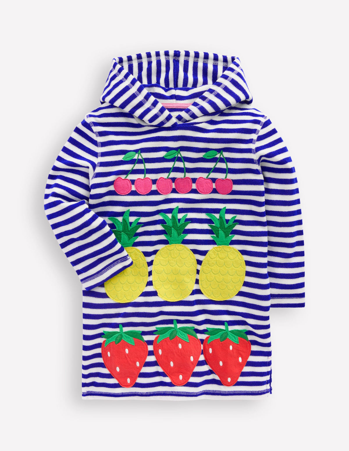 Mara Towelling Throw-On-Bright Blue Fruit Stripe - Image 1