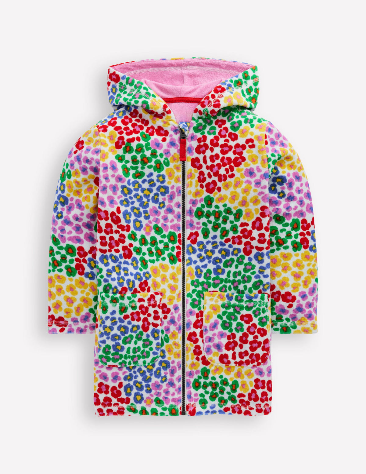 Romie Towelling Zip Throw-On-Multi Rainbow Leopard - Image 1