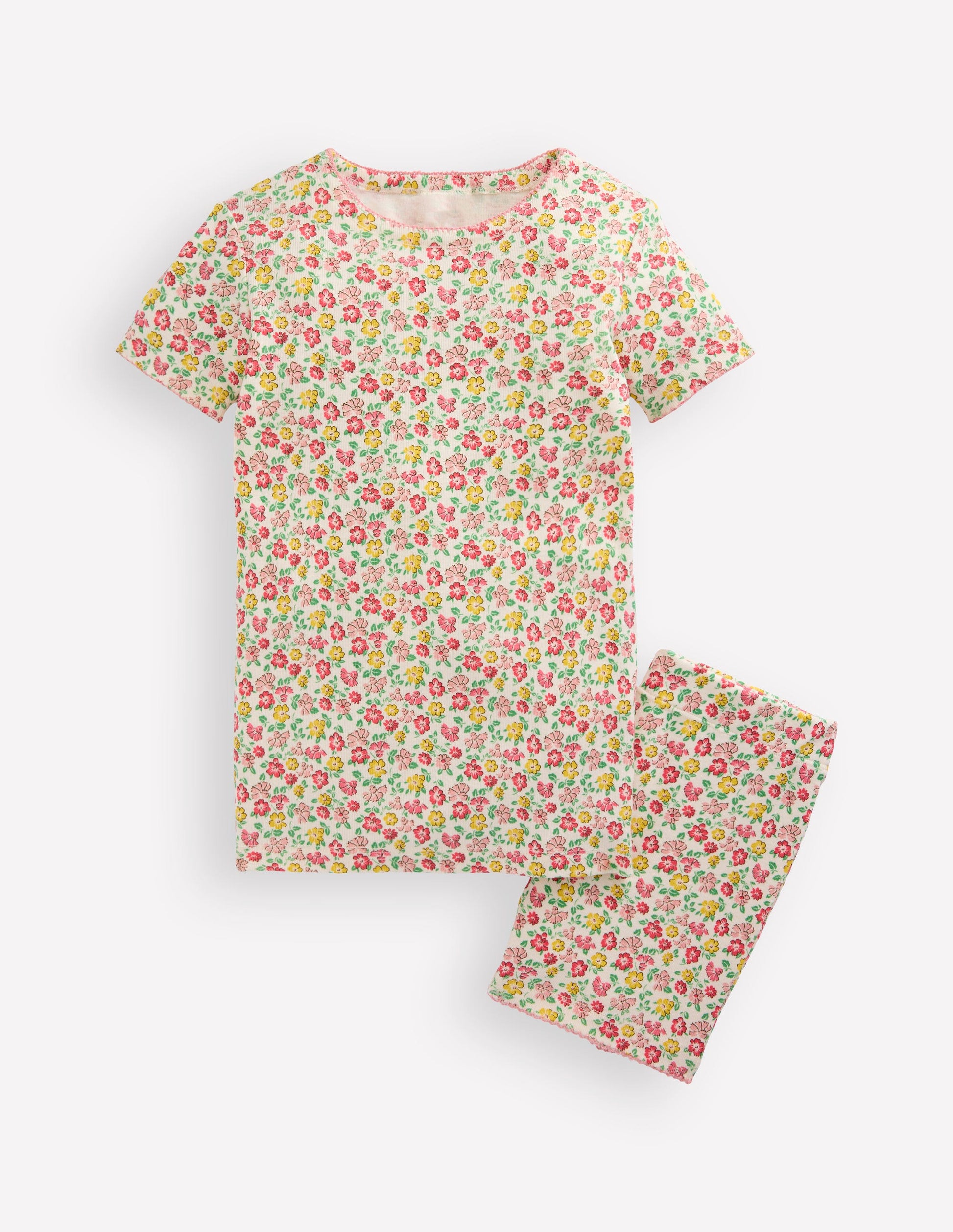 Snug Short John Pajamas-Multi Summer Flowerbed-4