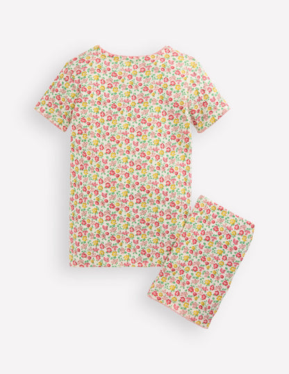 Snug Short John Pajamas-Multi Summer Flowerbed-5
