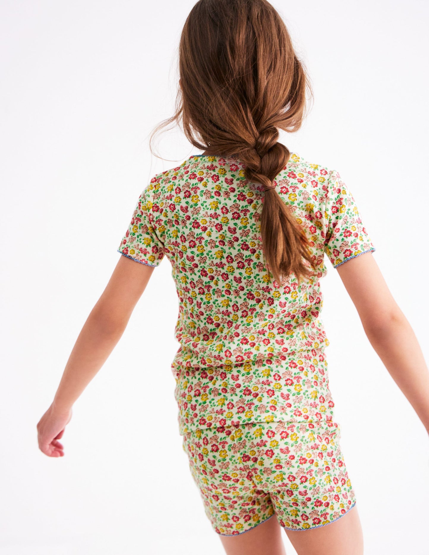 Snug Short John Pajamas-Multi Summer Flowerbed