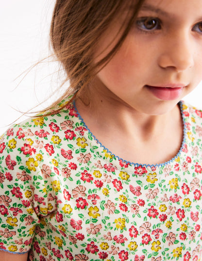 Snug Short John Pajamas-Multi Summer Flowerbed-3