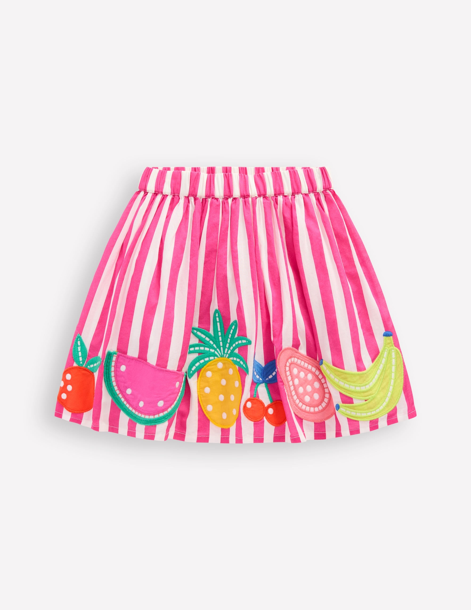 Appliqué Skirt-Fruit Pink Stripe - Image 1