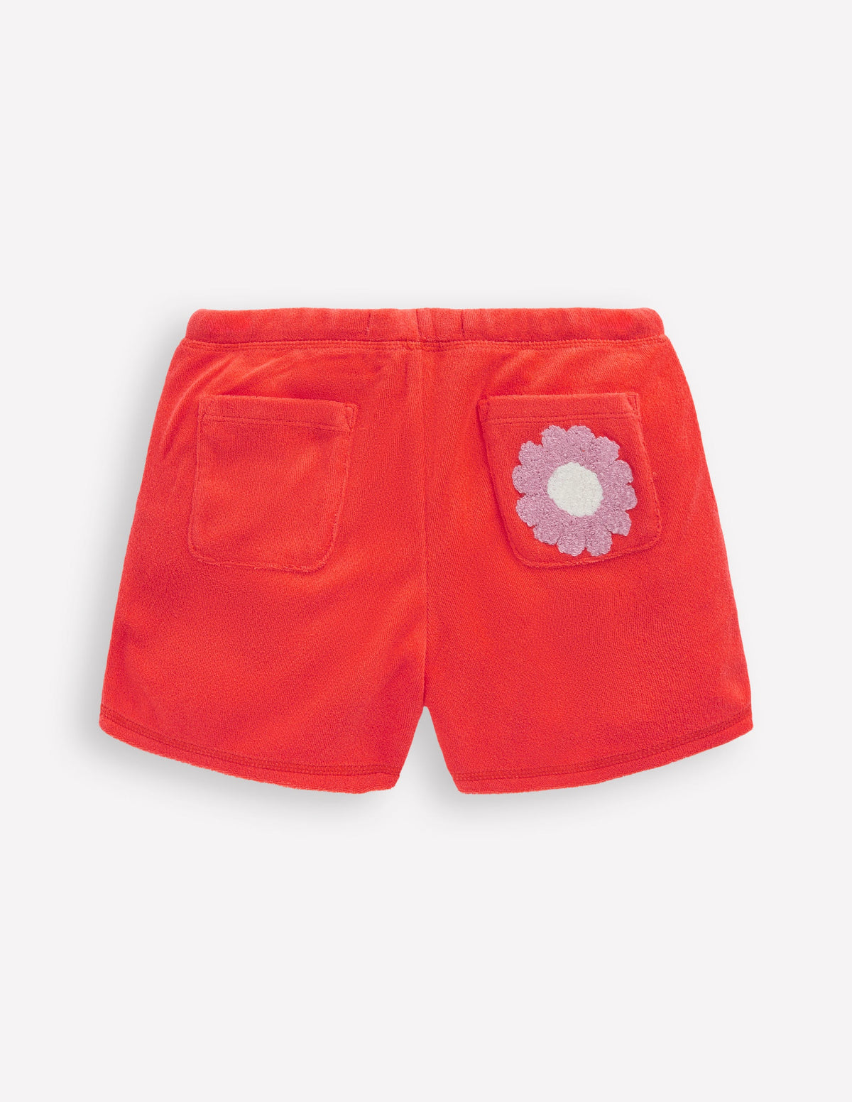 Printed Towelling Short-Coral Orange Flowers - Image 2