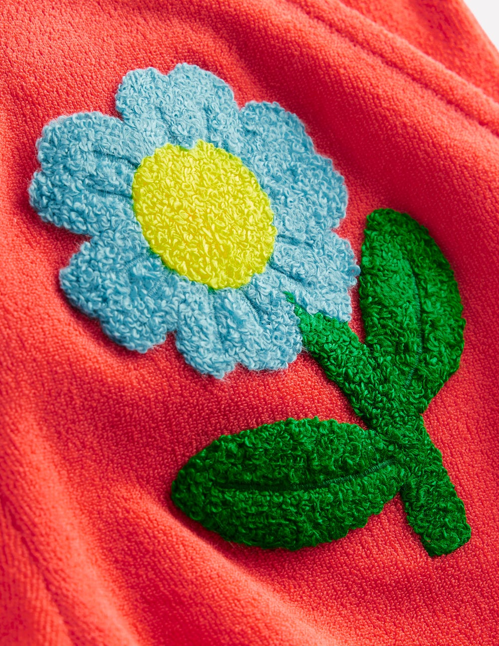 Printed Towelling Short-Coral Orange Flowers - Image 3