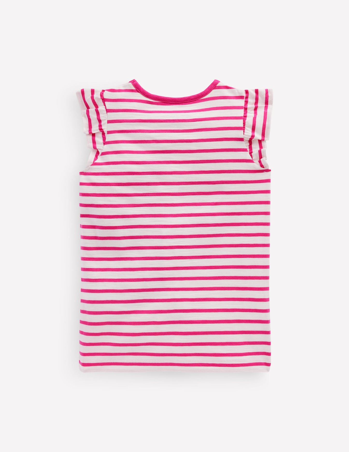 Short Sleeve Frill Logo Top-Raspberry/Soft Ivory Fruits