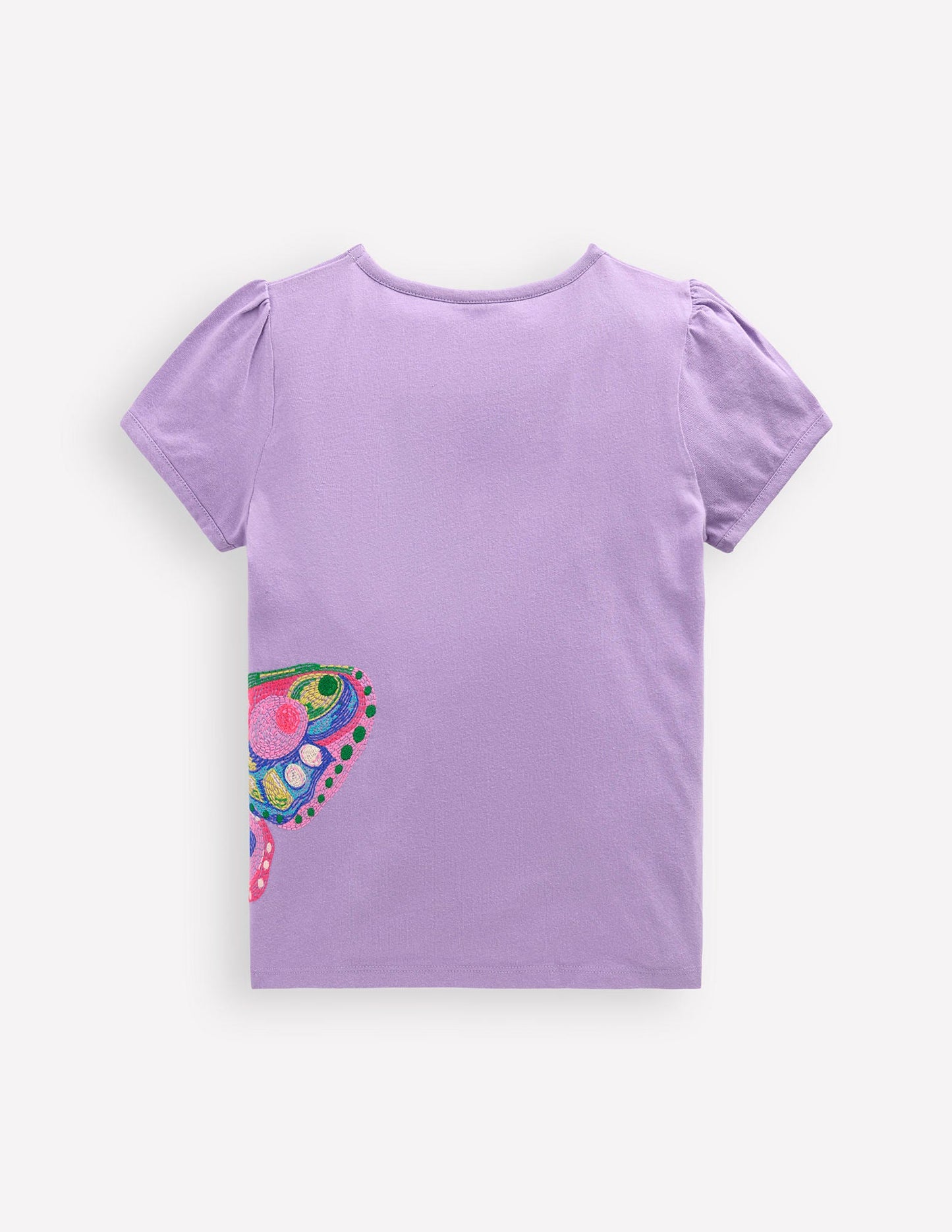 Puff Sleeve Superstitch Top-Parma Violet Purple Butterfly