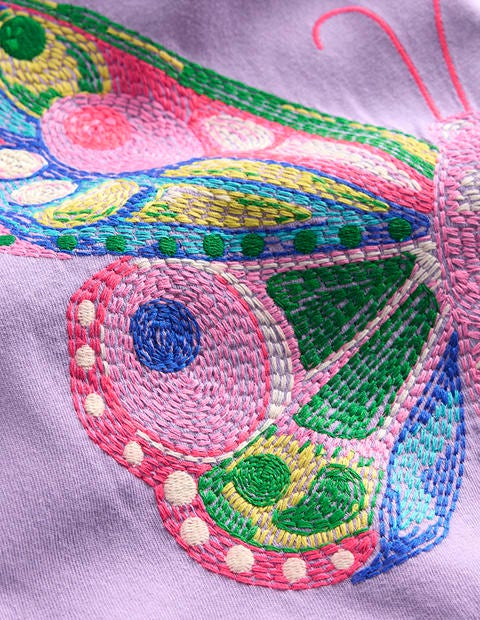 Puff Sleeve Superstitch Top-Parma Violet Purple Butterfly-3