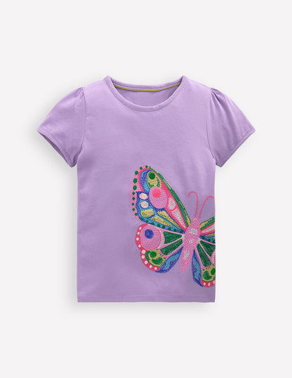 Puff Sleeve Superstitch Top-Parma Violet Purple Butterfly-1