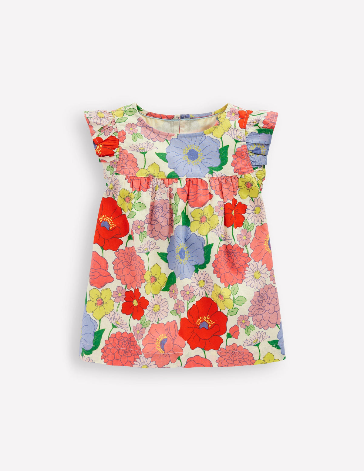 Frill Sleeve Woven Top-Multi Summer Garden - Image 4
