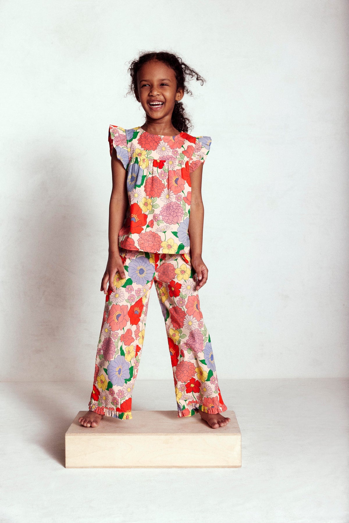 Frill Sleeve Woven Top-Multi Summer Garden - Image 7