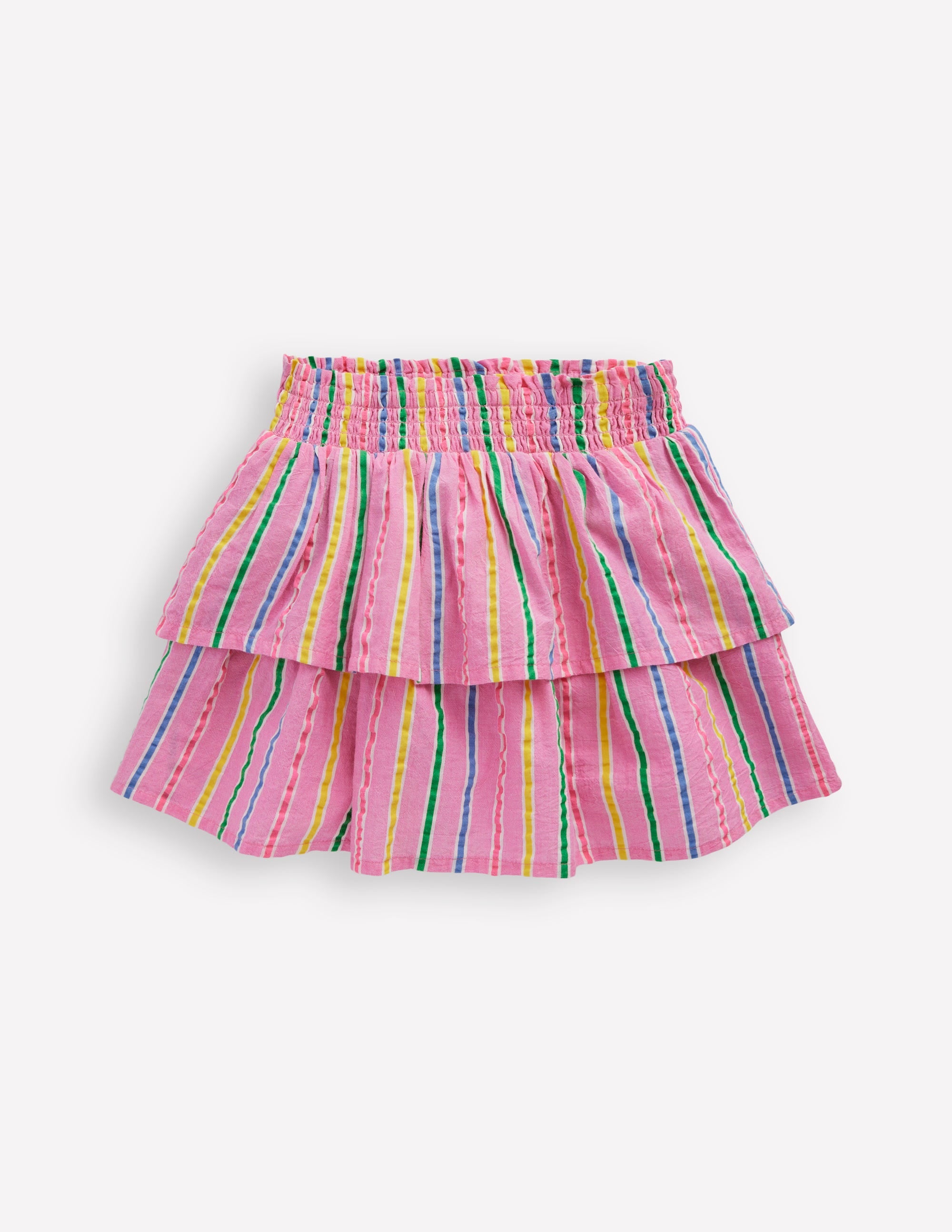 Tiered Woven Skirt-Pink Multi Stripe - Image 1