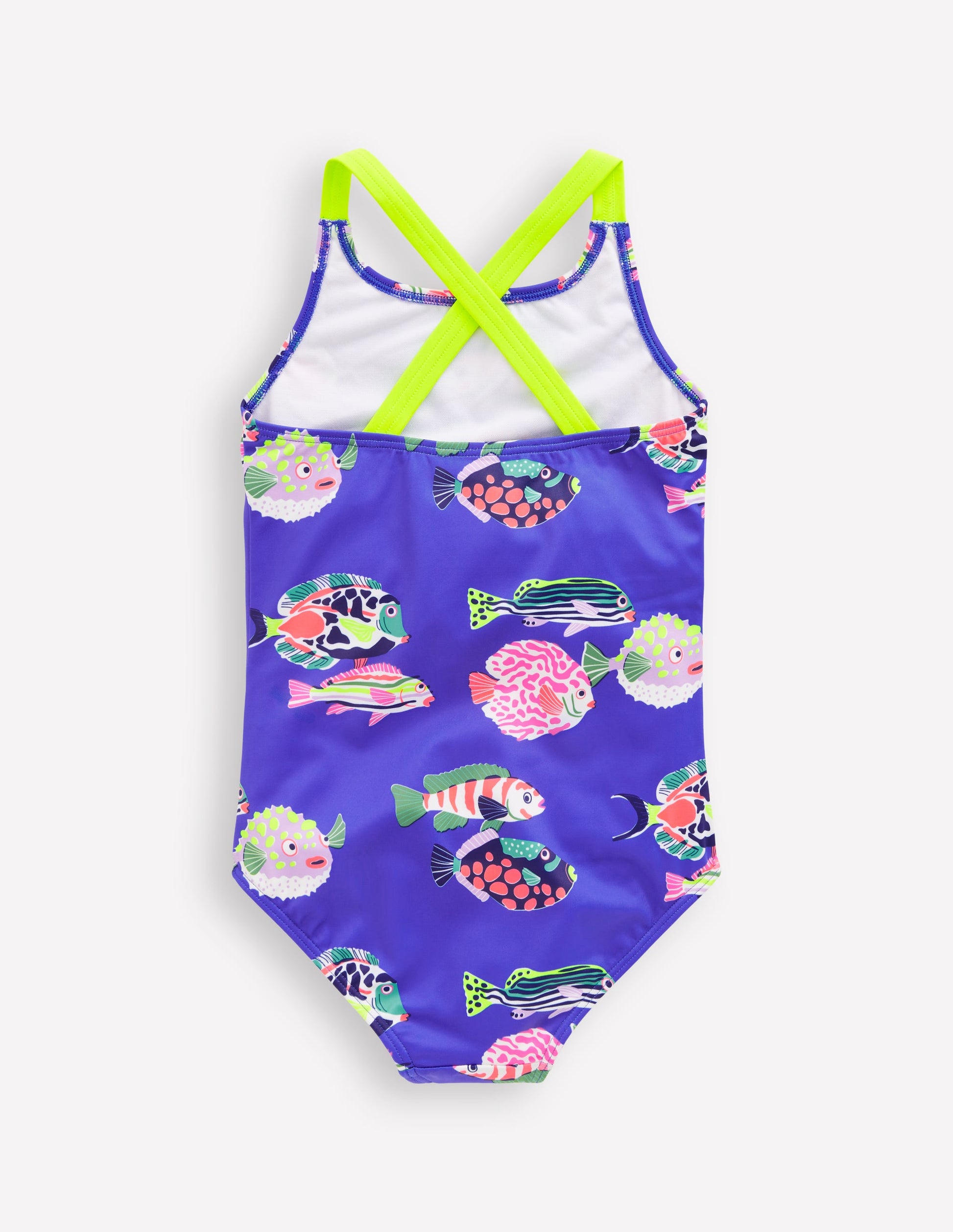 Cross-back Printed Swimsuit-Blue Heron Fish-2