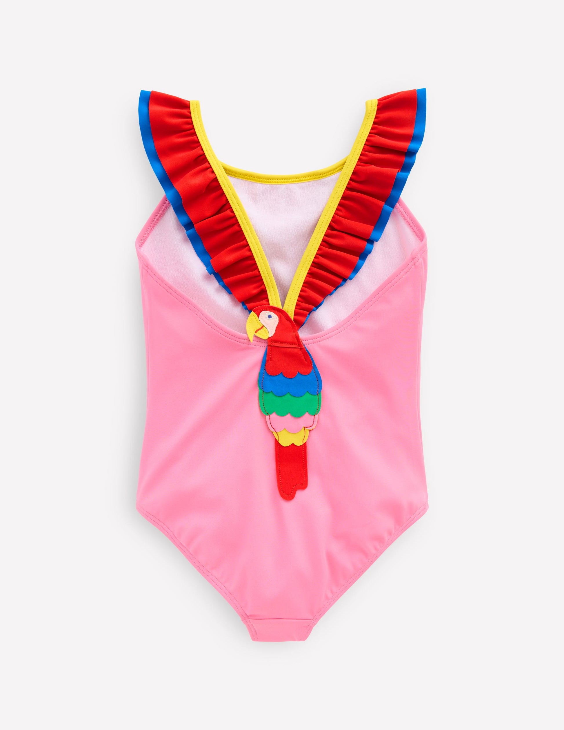 Hallie Frill Strap Swimsuit-Strawberry Pink Parrot-2