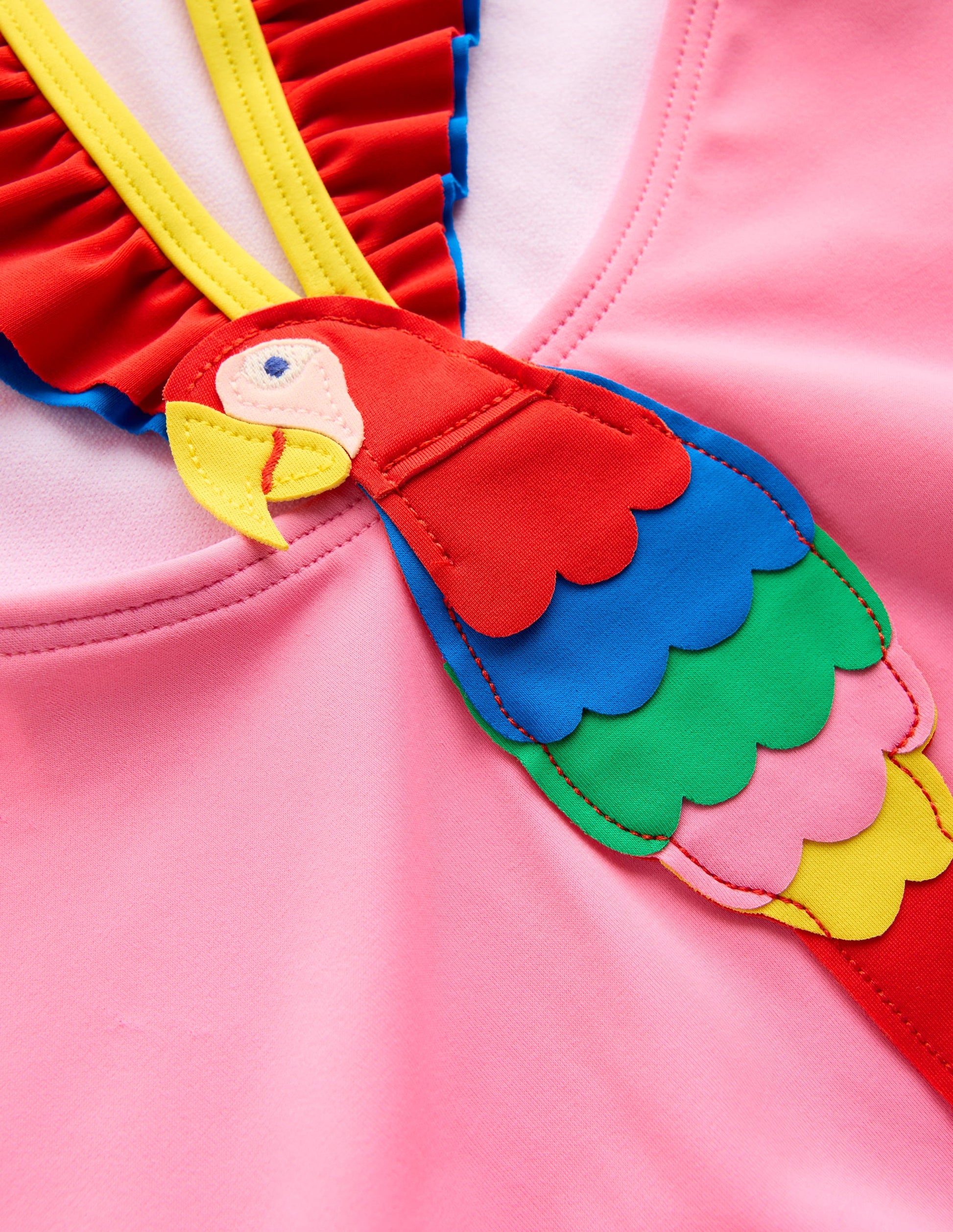 Hallie Frill Strap Swimsuit-Strawberry Pink Parrot-3