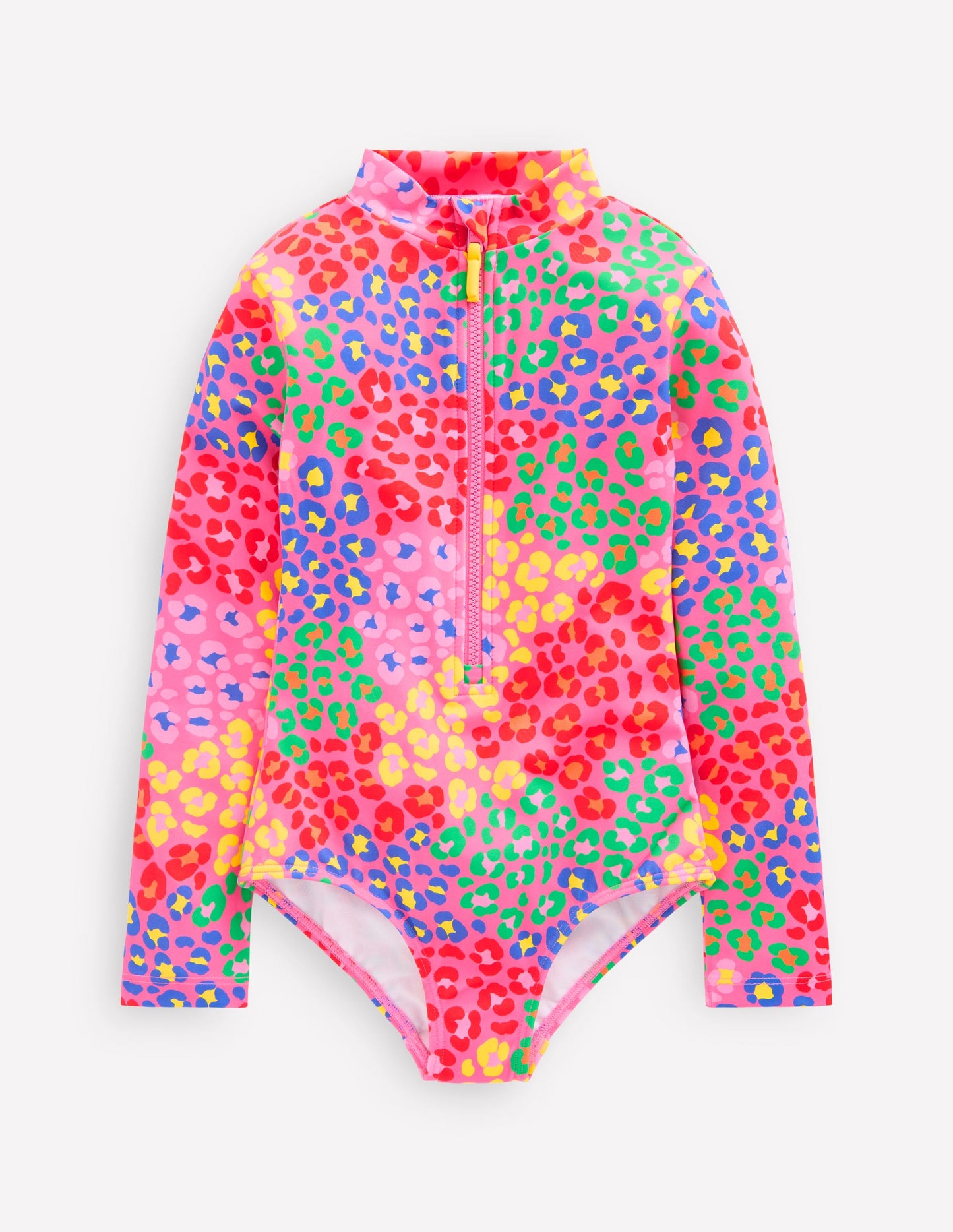 Long-Sleeved Swimsuit-Pink Rainbow Leopard
