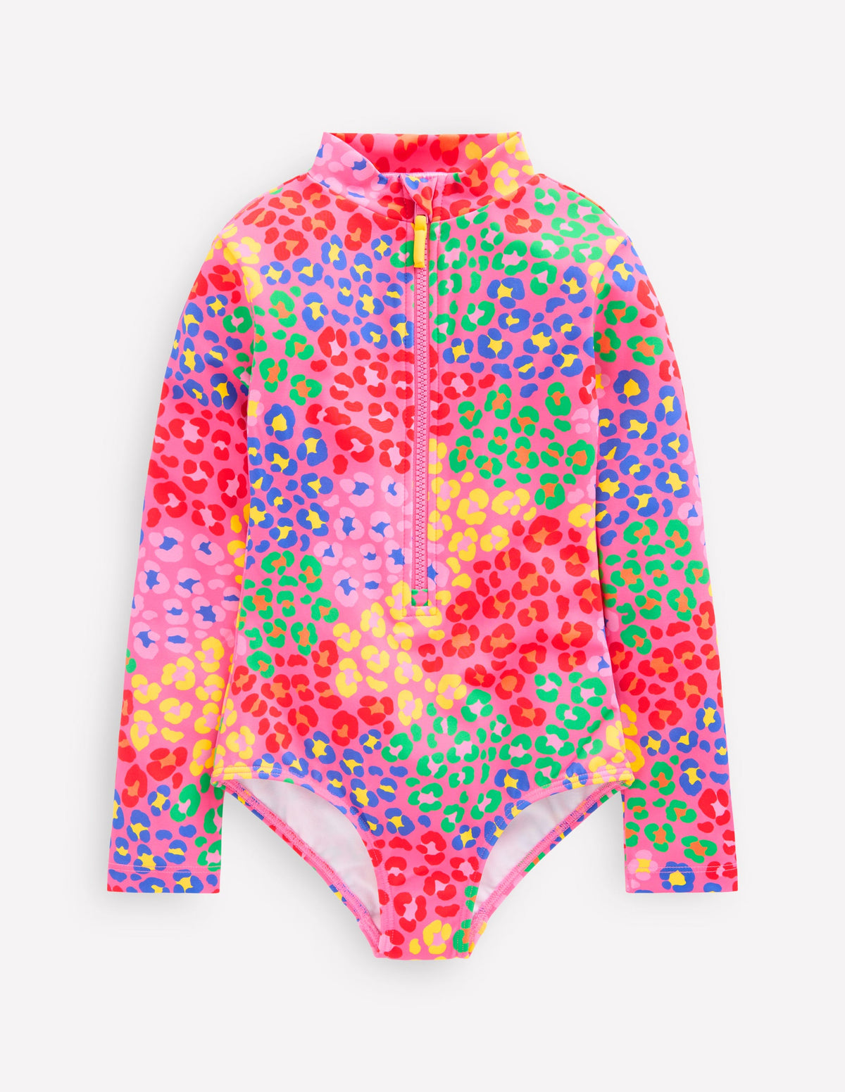 Long-sleeved Swimsuit-Pink Rainbow Leopard - Image 1