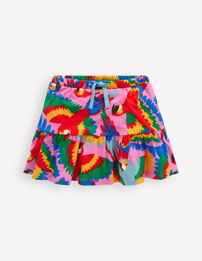 Tiered Jersey Skort-Multi Rainbow Parrot-1
