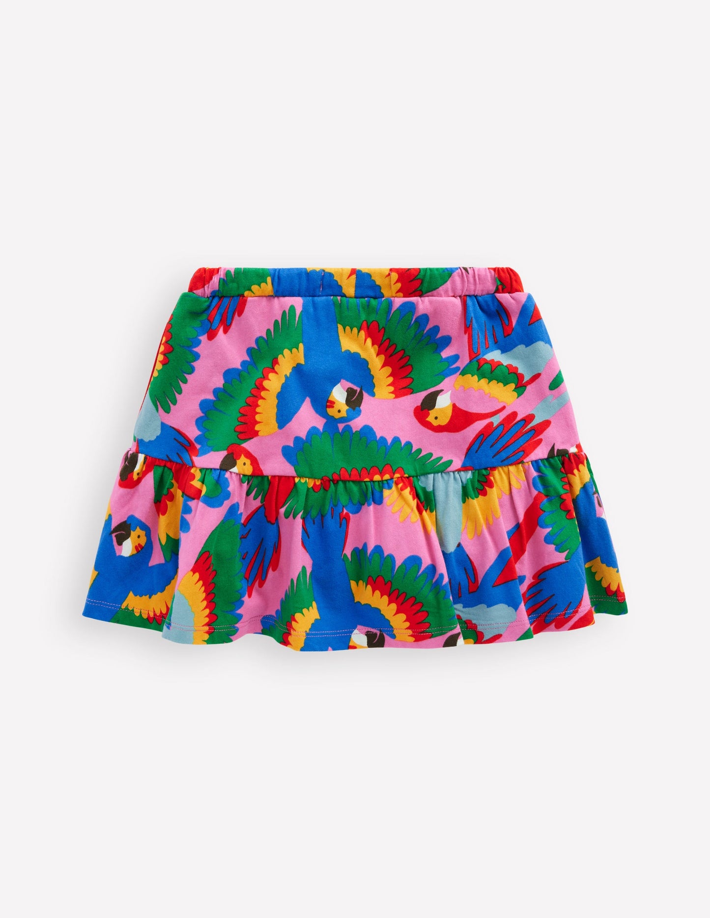Tiered Jersey Skort-Multi Rainbow Parrot