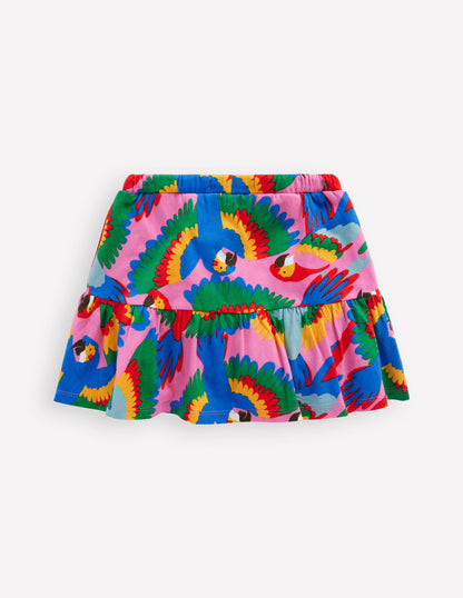 Tiered Jersey Skort-Multi Rainbow Parrot-2