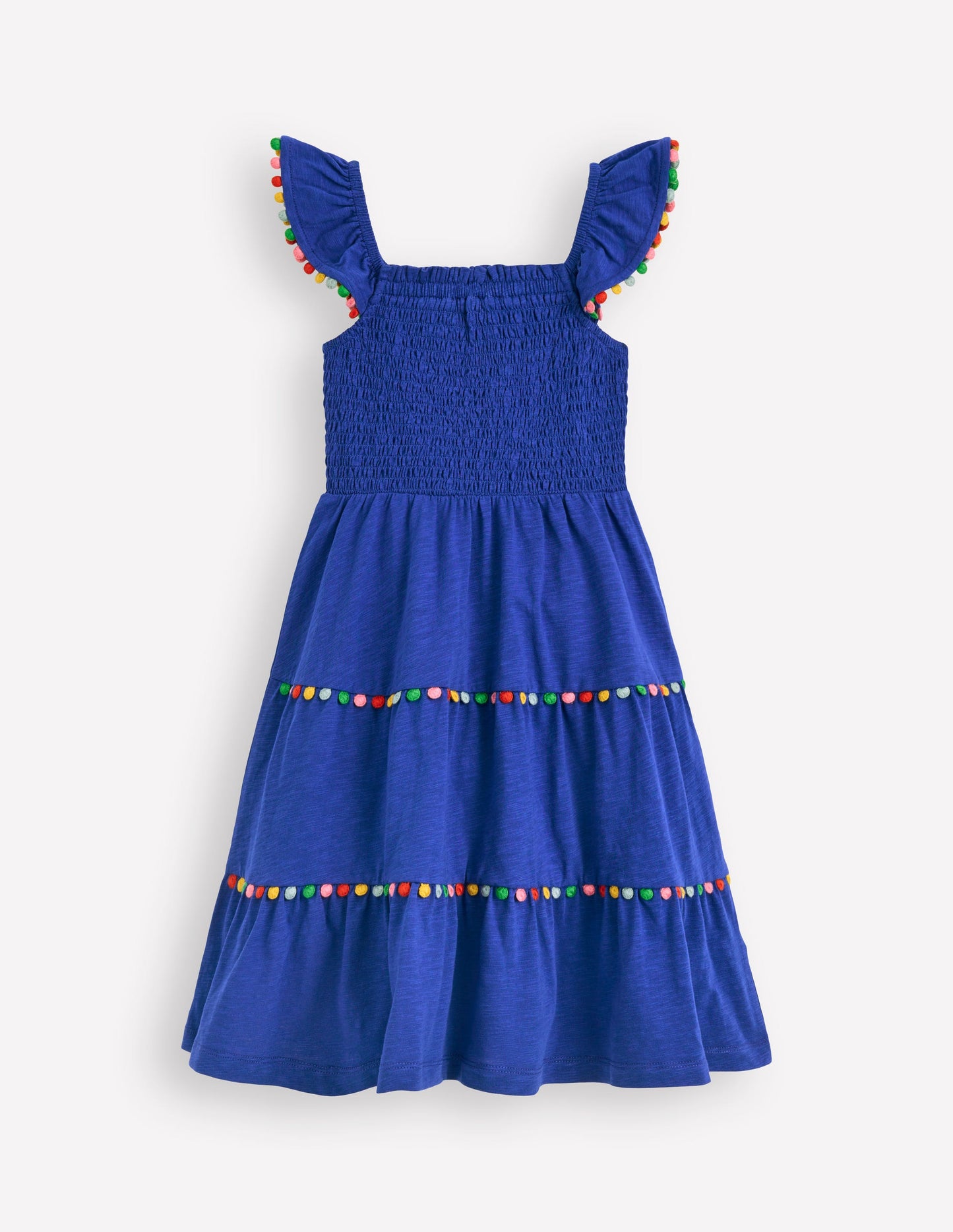 Addison Twirly Pom Dress-Bright Blue