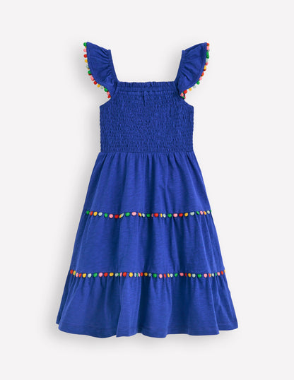 Addison Twirly Pom Dress-Bright Blue-1