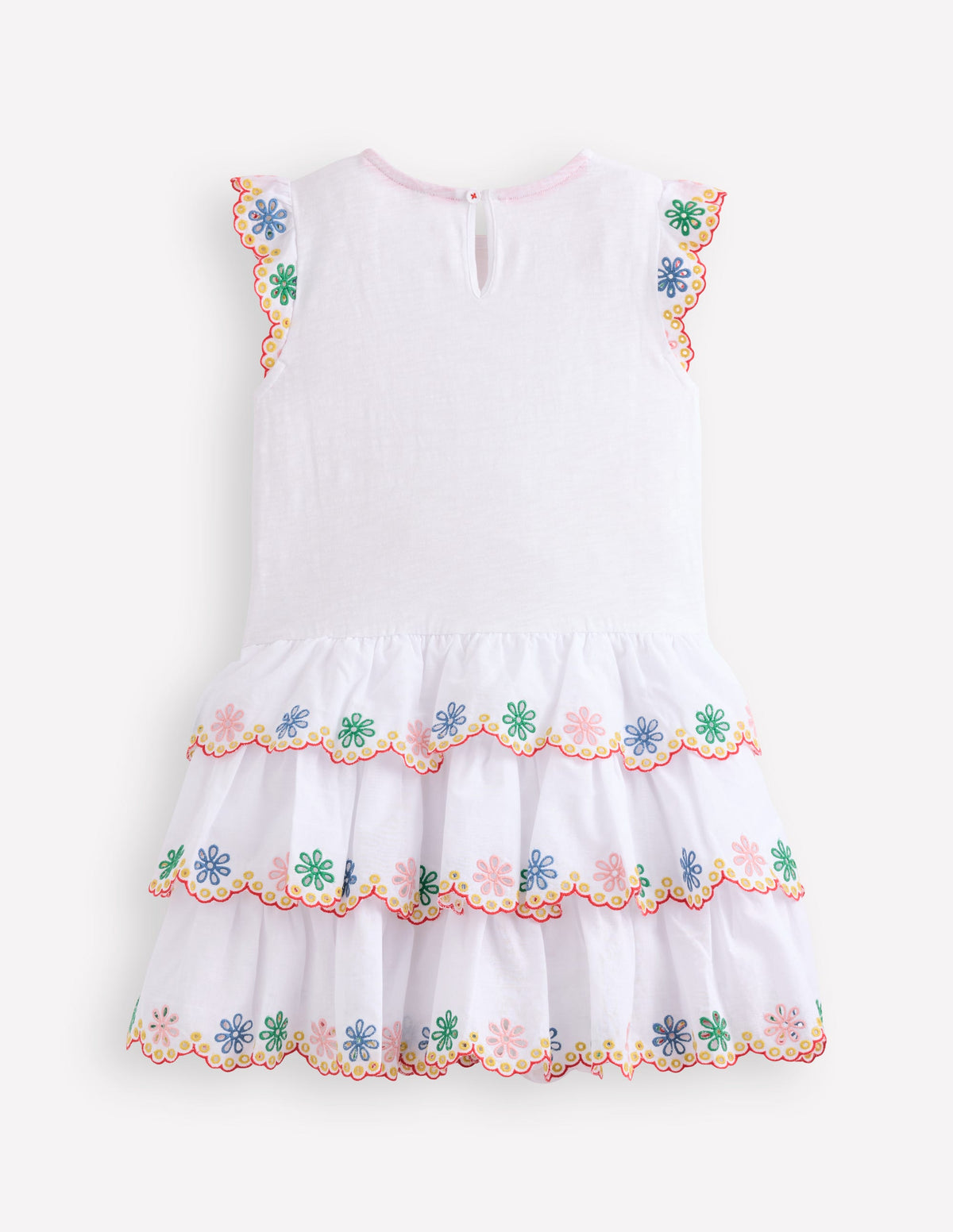 Broderie Mix Jersey Dress-White Rainbow - Image 2