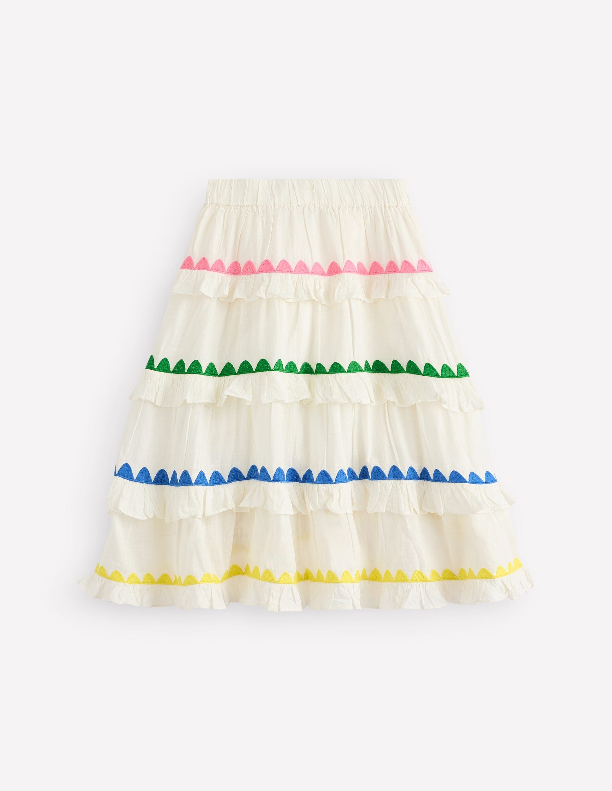 Ruffle Midi Skirt-Soft Ivory Rainbow-2