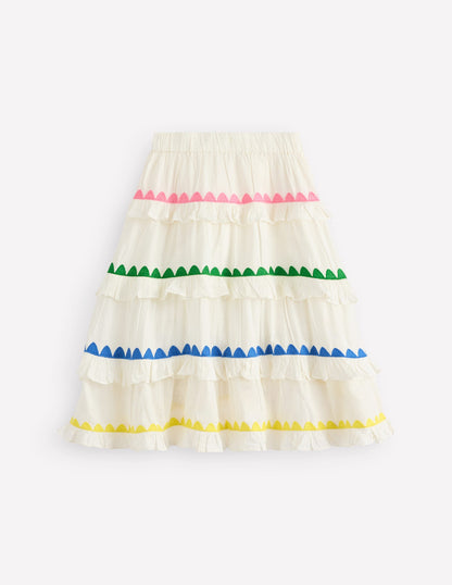 Ruffle Midi Skirt-Soft Ivory Rainbow-2