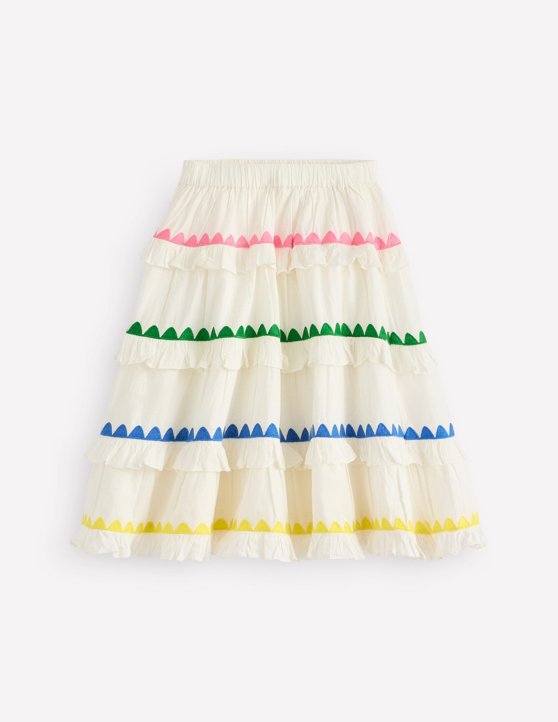 Ruffle Midi Skirt-Soft Ivory Rainbow-1